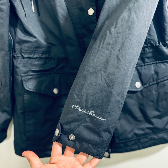 Eddie Bauer Women's Charly Waterproof Black Rain Jacket Side Pockets Size Medium - Picture 4 of 10